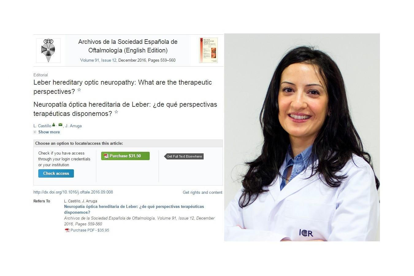 Dr. Castillo publishes an editorial on LHON therapeutic perspectives in the journal of the Spanish Society of Ophthalmology