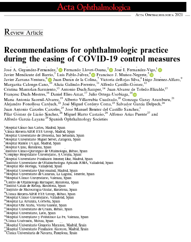 Diferents oftalmòlegs de renom han participat a la guia de recomanacions davant la COVID-19