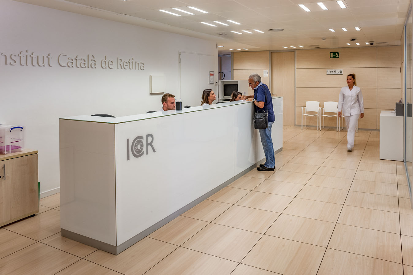 Recepción en el edificio principal de ICR, disponible para la atención a pacientes