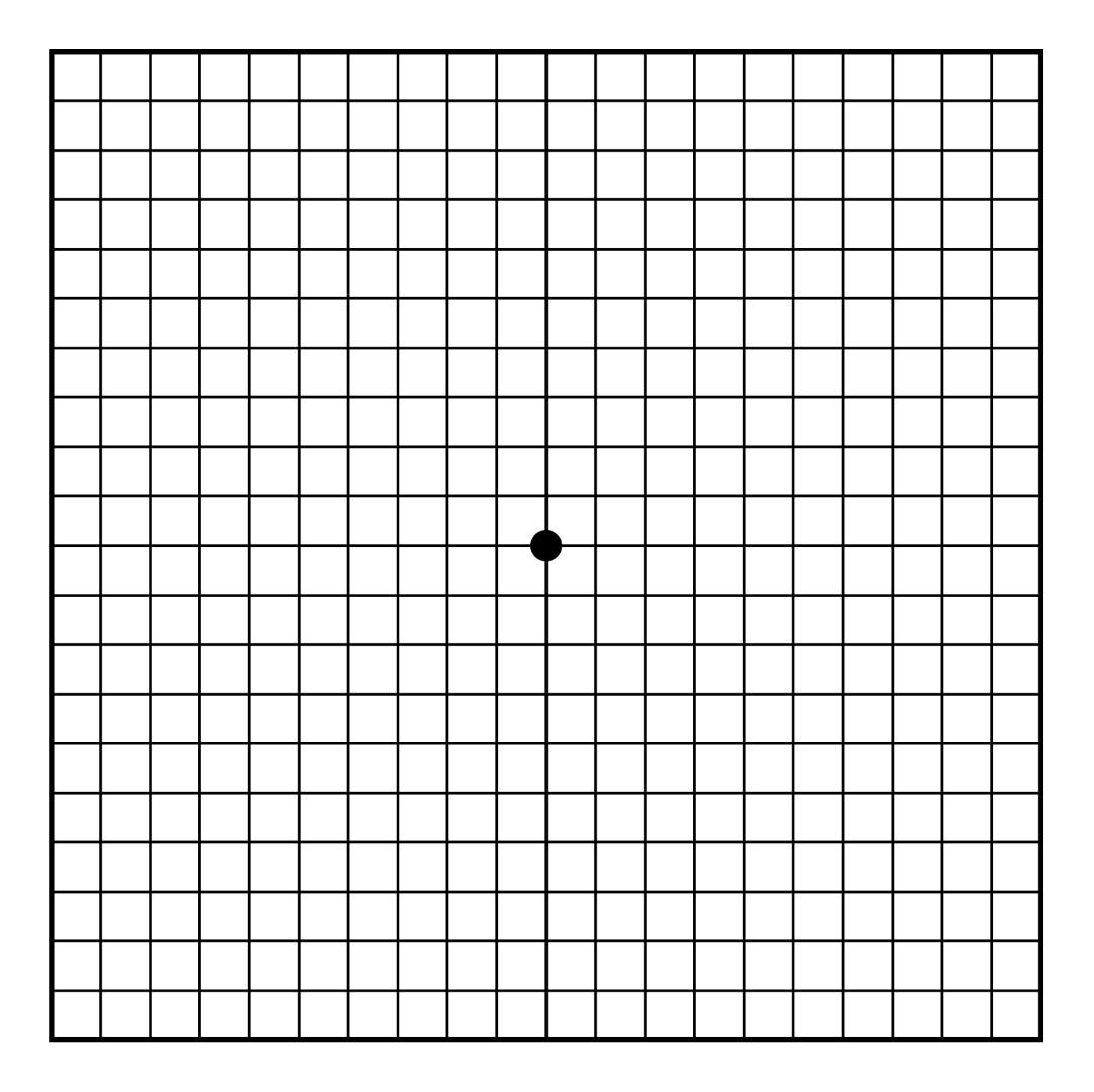 La graella o reixa d'Amsler s'utilitza en un test molt senzill per detectar malalties de la retina com la DMAE.